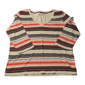 St. John's Bay - Women's - Striped Multi Color -  V neck - 3/4 Sleeve - Size XL